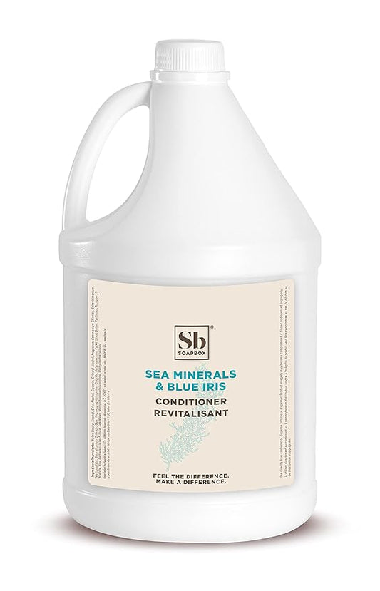 Soapbox Hair Conditioner, Sea Minerals & Blue Iris, Hydrating, Vegan, Color Safe, Sulfate Free & Silicone Free Conditioner Refill for Home & Professional Use - Gallon Size