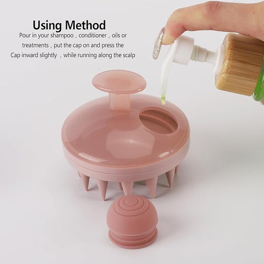 BTYMS Hair Scalp Scrubber Shampoo Brush with Dispenser, Silicone Scalp Massager Exfoliating Brush for Dandruff Removal