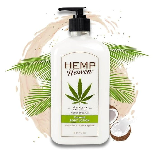 Hemp Heaven Lotion - Moisturizing Body Lotion with Natural Hemp Seed Oil & Coconut Bliss Scent, 18 oz, Paraben-Free Hemp Lotion for Women & Men, Made in USA, Soothes & Nourishes