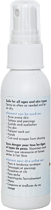 e11ement - Hypochlorous Acid Face and Skin Spray - HOCL- Safe for use on Acne Prone Skin - Eczema - Dry Scalp - Post Procedure -Toner - Eye Lash Cleanser - Face and Hand Cleanser (Small 2 oz.)