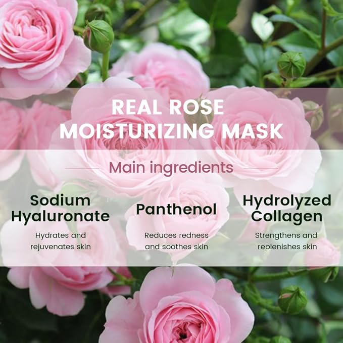 8 Pack Rose Kids Face Mask,Pink Face Masks Skincare Spa Day Kit Supplies,Spa Party Favors for Teens Girls Women,Sheet Facial Mask Skincare Gifts Set,Moisturize Soothe for All Skin Types