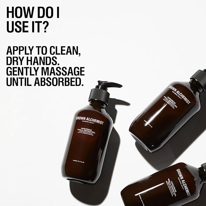 Grown Alchemist Hand Cream - Vanilla and Orange Peel. Non-Greasy Moisturizer that Soothes and Softens Hands (500ml).