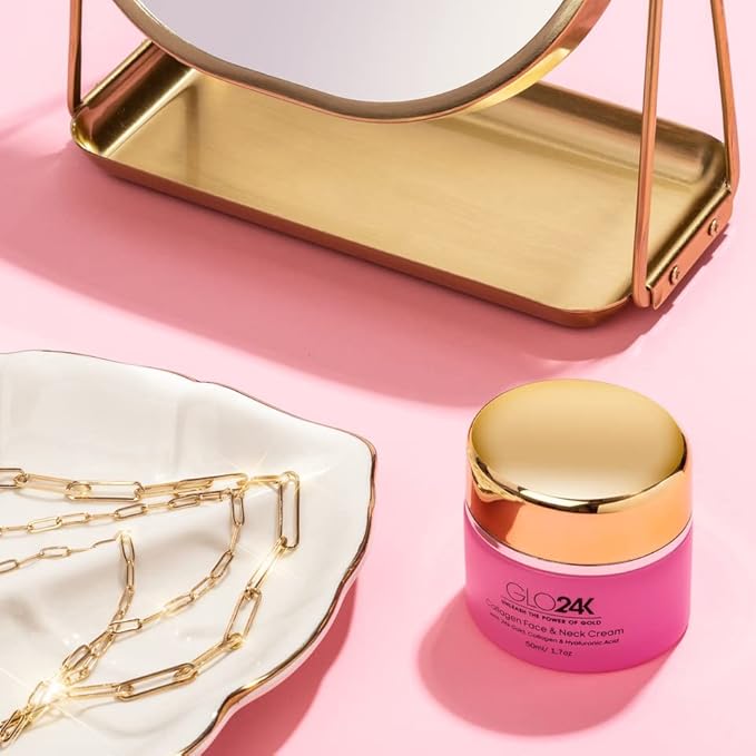 GLO24K Cream with 24k Gold, Retinol, Vitamins, and Hyaluronic Acid. Optimally Hydrate your Skin while you sleep. (Cherry (Collagen Cream))
