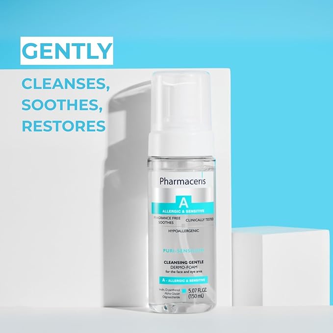 Soothing Cleansing Foam, Face & Eye Cleanser, Face Wash Gently Removes Makeup & SPF, Helps Hydrate & Strengthen Sensitive Skin, Ultra-Gentle Hypoallergenic, PURI-SENSILIUM, 5.07 fl oz