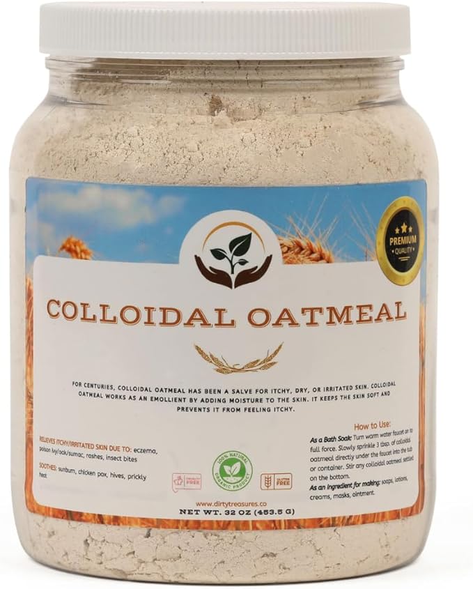 Dirty Treasures Colloidal Oatmeal Bath | Eczema & Itchy Skin Relief | Baby-Safe, 100% Natural, Fragrance-Free | 2 lb (32oz)