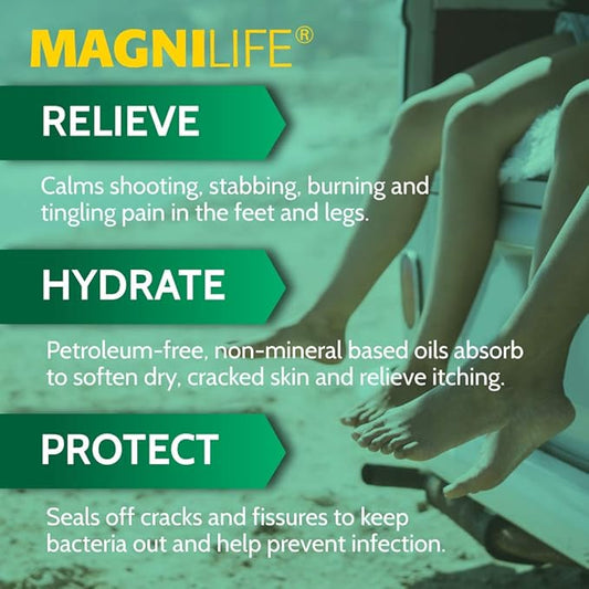 MagniLife DB Foot Cream, Calming Relief for Burning, Tingling, Shooting & Stabbing Foot Sensations - Soothes Dry, Cracked, Itchy, Sensitive Skin (4 oz Tube)