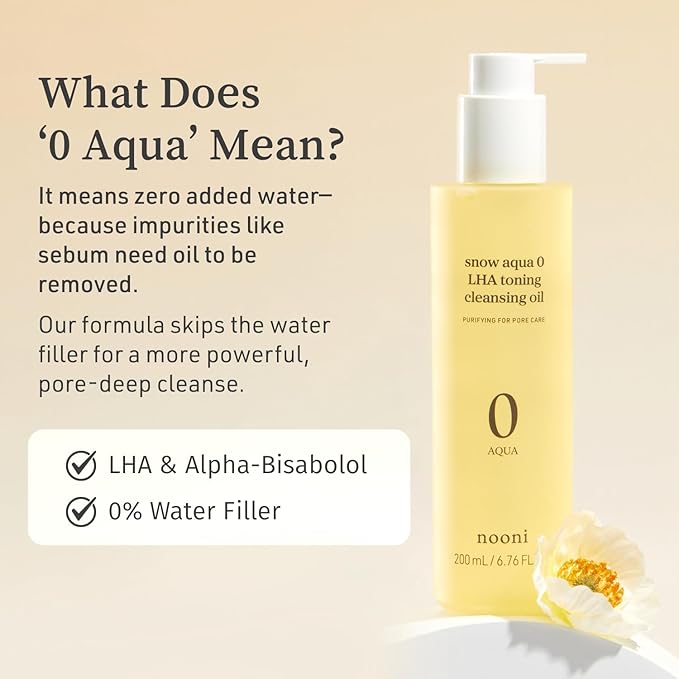 NOONI Facial Cleanser - Snow Aqua 0 LHA Toning Cleansing Oil *2ea | Makeup Blackhead Remover, Pore Control, Glass Skin, Help Control Sebum, Revitalizing, Mother's Day, 6.76 Fl Oz x 2