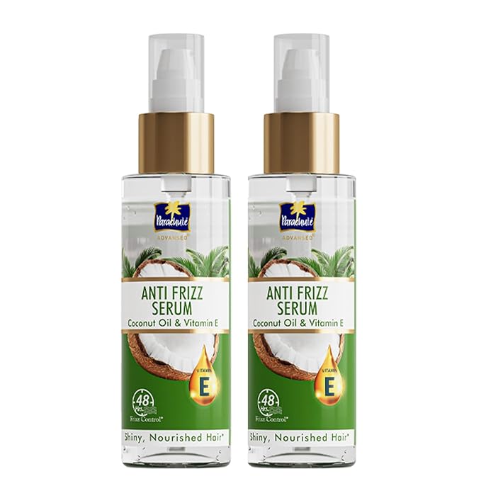 Parachute Advansed Anti-Frizz Hair Serum for Women with Coconut Milk & Vitamin E| For 48 Hour Frizz Control| Repairs Damage & Nourishes Hair| 6.7 Fl.oz. (Pack of 2)
