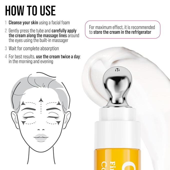 7DAYS Eye Cream with Collagen – Korean Skin Care Under Eye cream Treatment with Cooling Applicator, Anti Aging & Brightening Formula for Puffiness and Fine Lines – 0.6 fl. oz