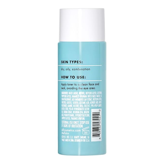 e.l.f. Skin Holy Hydration! Keep Your Balance Toner Mini, Gentle, Refreshing, Removes Makeup & Impurities, Hydrates, Cleanses, Soothes, Infused with Hyaluronic Acid, Witch Hazel and Aloe (Pack of 2)