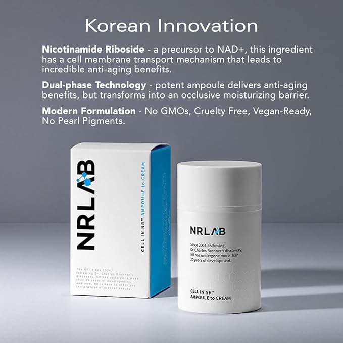 Anti-Aging Korean Serum with NR for Glass Skin– Hydrating, Anti-Aging, Firming & Brightening– Clinically Tested - K-Beauty Innovation - Korean Moisturizer – Ampoule-to-Cream Formula [1.52oz]