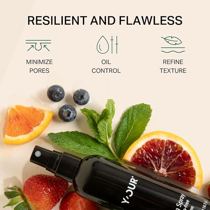 Y’OUR Silk Makeup Setting Spray: Lightweight Hydrating Face Mist; Long-Lasting, Blurring, Natural Finish. Infused with Vitamin E & Minerals, Paraben-Free. Made in USA. 4 fl. oz (118.3g)