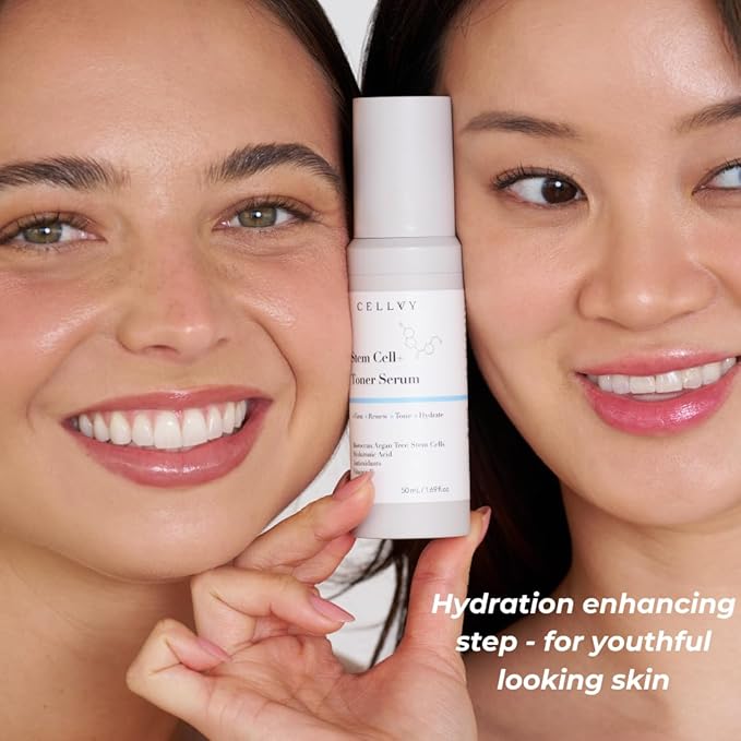 Korean Stem Cell + Toner Serum w/Moroccan Argan Tree Stem Cells, Hyaluronic Acid & Antioxidants, Firming, Hydrating, Anti-Aging, Boosts Collagen Production, Cooling w/Aloe Vera