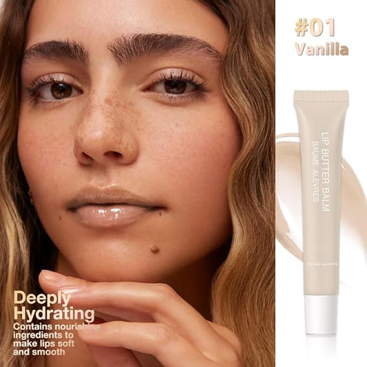 1Pcs Tinted Lip Balm Serum Makeup, Squeeze Hydrating Tint Lips Balms Serum Cosmetic, Women Care Glossy Nourishing Plumping Lip Stain Gloss Lipstick, Suitable for dry lips, Long-Lasting Color 01