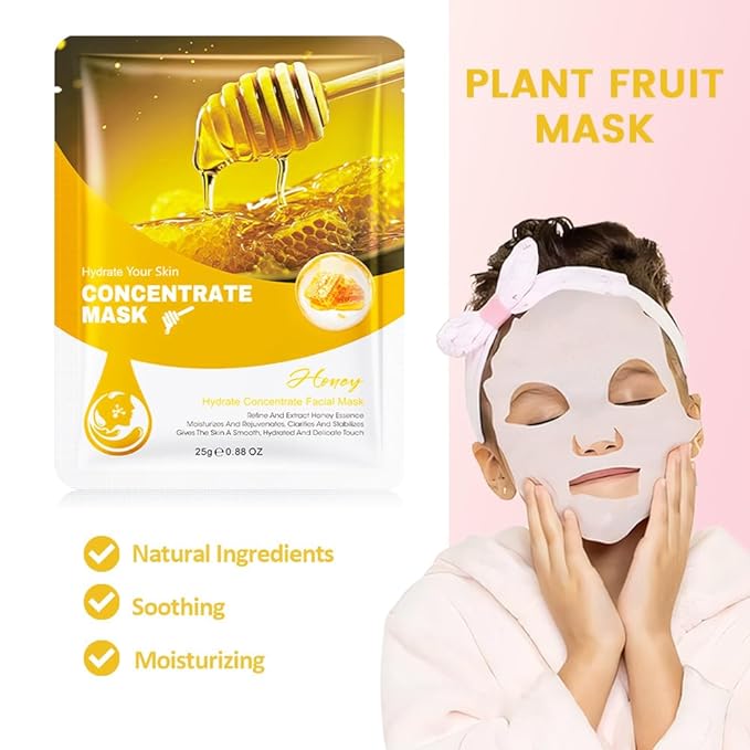 Kaely 12 Pack Honey Face Masks for Kids, Kids Face Mask Spa Day Kit Supplies, Spa Party Favors for Teens Girls Night, Sheet Facial Mask Skincare Gifts Set, Hydrating Soothe for All Skin Types, 05