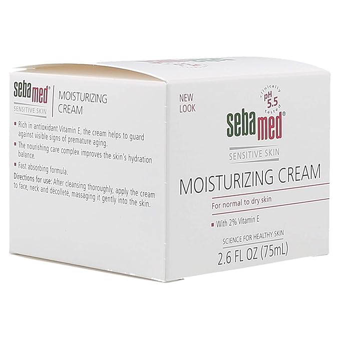 Sebamed Moisturizing Face Cream for Sensitive Skin Antioxidant pH 5.5 Vitamin E Hypoallergenic 2.6 Fluid Ounces (75mL) Ultra Hydrating Dermatologist Recommended Moisturizer (Pack of 3)