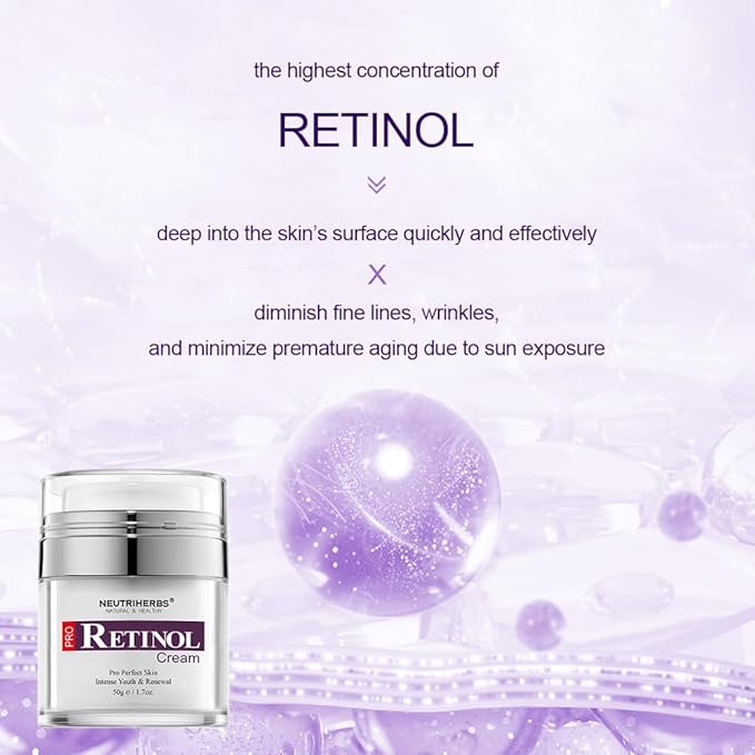 Neutriherbs Retinol Cream for Face,Night Facial Moisturizer Rich Vitamin A,Reduce Fine Lines and Smooth Wrinkles, Anti Aging Skincare - 1.7 fl.oz