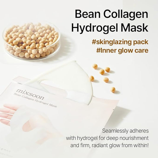 mixsoon Bean Collagen Hydrogel Mask 1PACK(35gX5ea) low molecular Deep Nutrition, Radiance, Hydration All-In-One Firming, Ingredients Absorbing Over Time Korean Glass Skin Care