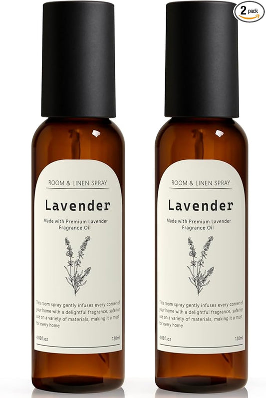 Linen and Room Spray, Lavender Room Fragrance Spray, Air Freshener Spray, Air Fresheners for Home, Bathroom, Bedding, Each 4.06 fl oz (2 Pack)