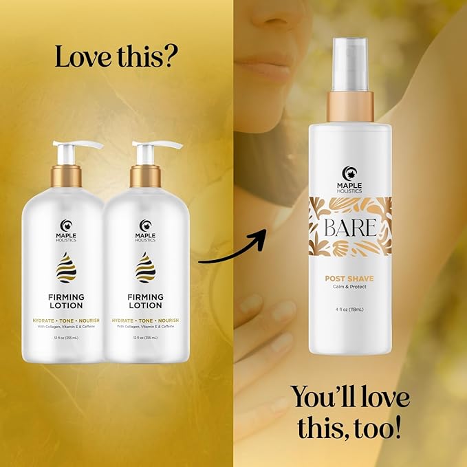 Maple Holistics Skin Firming Body Lotion for Women - Caffeine & Collagen Body Lotion with Hyaluronic Acid for Dry Crepey Loose Skin and Cellulite (2 Pack)