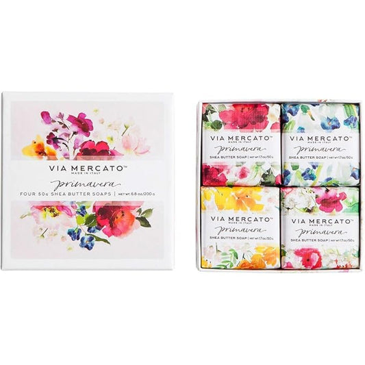 Via Mercato Primavera Spring Collection, Soap Gift Set (4 x 50 gram), Spring Flowers