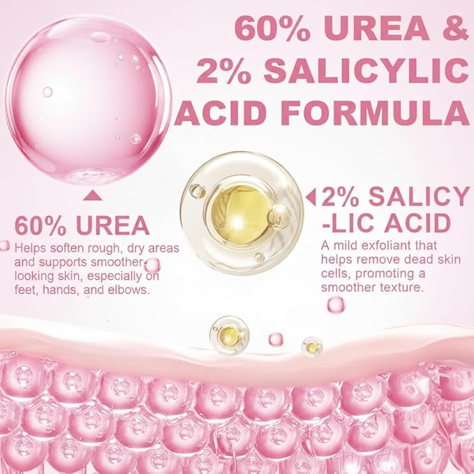 60% Urea Cream plus 2% Salicylic Acid - Upgraded Urea Foot Hand Cream Stick for Repairing Restore Balm, Cracked Hands Elbows Feet Knees, Moisturizes and Hydrates the Dry & Dead Skin, Peach Scent