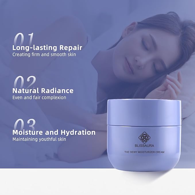 Dewy Skin Cream Face Moisturizer Water Cream for Women with Purple Rice & Hyaluronic Acid - Rich Face Cream to Hydrate, Plump and Protect Dry and Combo Skin 50ml/1.7 fl oz