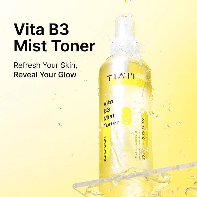 TIA'M Vita B3 Mist Toner, 6.76 fl oz, Glow Boosting Facial Spray with Niacinamide, Tranexamic Acid, and Vitamin C for All Skin Types, Hydrating & Refreshing, Korean Skin Care