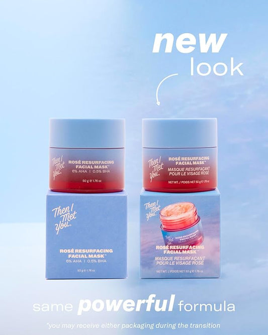 Then I Met You Rosé Resurfacing Facial Mask, Nourishing & Brightening Face Treatment with AHA, BHA & Resveratrol, Vegan & Clean Skincare, 1.76 oz