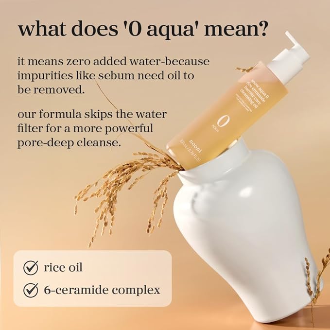 NOONI Facial Cleanser – Snow Aqua 0 Rice Ceramide Barrier Care Cleansing Oil | Makeup Remover, Face Wash, Face Oil Cleanser, Pore Care, Korean Skin Care, Vegan, 6.76 fl oz (200ml)