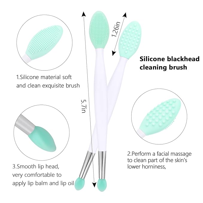 Silicone Face Scrubber, 1pcs Exfoliating Lip Brush, 1pcs Cleansing Brush,2pcs Face Mask Exfoliator Blackhead Skin Care Tool