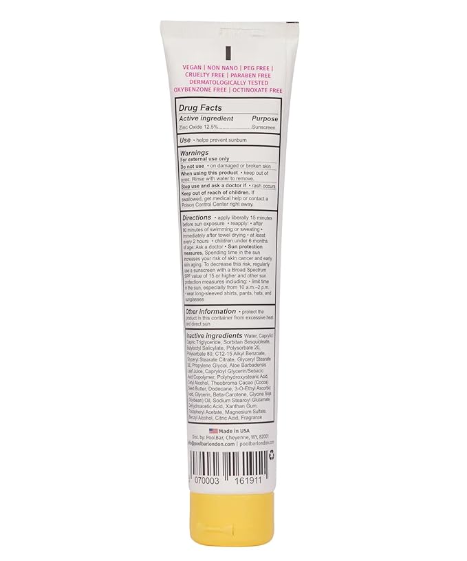 PoolBar SPF 30 Hydrating Mineral Body Sunscreen Cream for Women and Men Skin Care - Coconut Vanilla Scent Sun Care, Vegan and Water Resistant, Broad Spectrum Sunscreen, 140 ml (4.7 Fl. Oz) (Pack of 3)