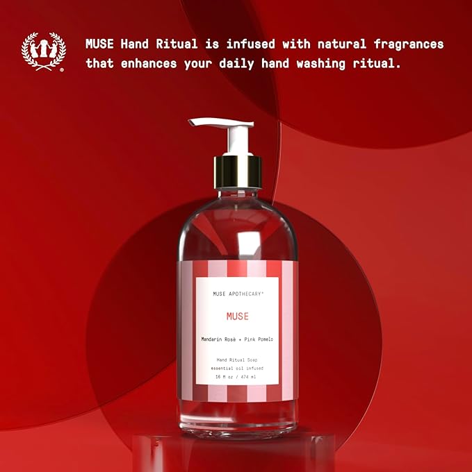 Muse Apothecary Hand Ritual - Aromatic and Nourishing Hand Soap, Infused with Natural Aromatherapy Essential Oils - Great Valentine's Day Gift - 16 oz, Mandarin Rosè + Pink Pomelo, 3 Pack