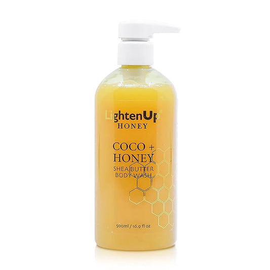 OMIC Lighten-Up LightenUp Honey Body Wash - 16.9 Fl oz / 500 ml - Natural Shower Gel, Cruelty Free, Premium Honey Extract, with Shea Butter