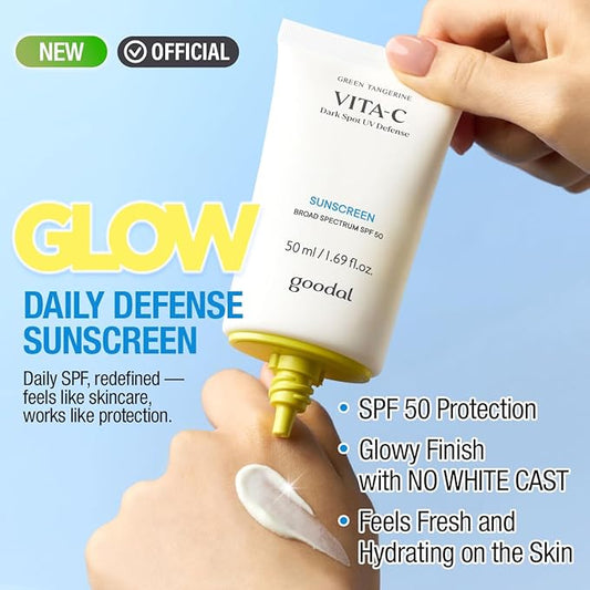 Goodal Green Tangerine Vita-C Dark Spot UV Defense Sunscreen SPF 50, Daily Skin Care Korean Sunscreen for Face, Broad spectrum, No White Cast (1.69 fl oz / 50ml)