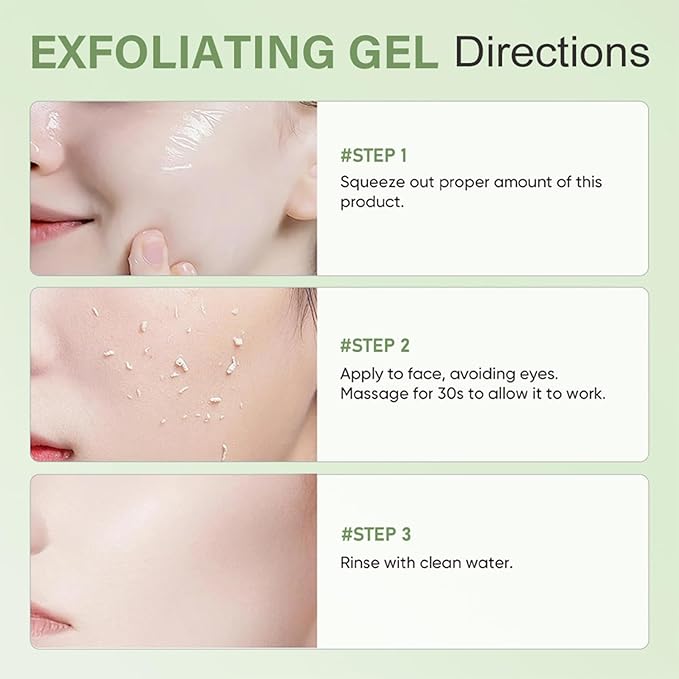 Purifying Exfoliating Gel - Green Tea Gentle Exfoliate Deep Cleansing, Exfoliating Gel for Face Moisturizing, Facial Scrub for All Skin Types, Cleans Dirt & Oils Skin Care (Green, 1Pcs)