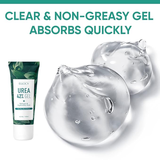 42% Urea Gel Max Plus Salicylic & Hyaluronic Acid - cracked heel repair callus remover gel for Elbows, Feet, and Hands, and cracked heel, calloused feet remover gel 4oz