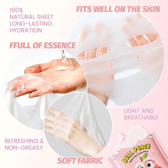 Kaely 6 Pack Fruit Face Masks for Kids, Kids Face Mask Spa Day Kit Supplies, Spa Party Favors for Teens Girls Women, Sheet Facial Mask Skincare Gifts Set, Moisturize Soothe for All Skin Types, 03