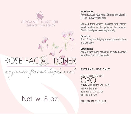 OPO Rose Water Facial Toner Spray, Natural Bulgarian Rosewater with Aloe, Tea Tree, Witch Hazel, Hydrating & Rejuvenating for Face & Neck, No Alcohol, Natural Face Mist (8 oz)