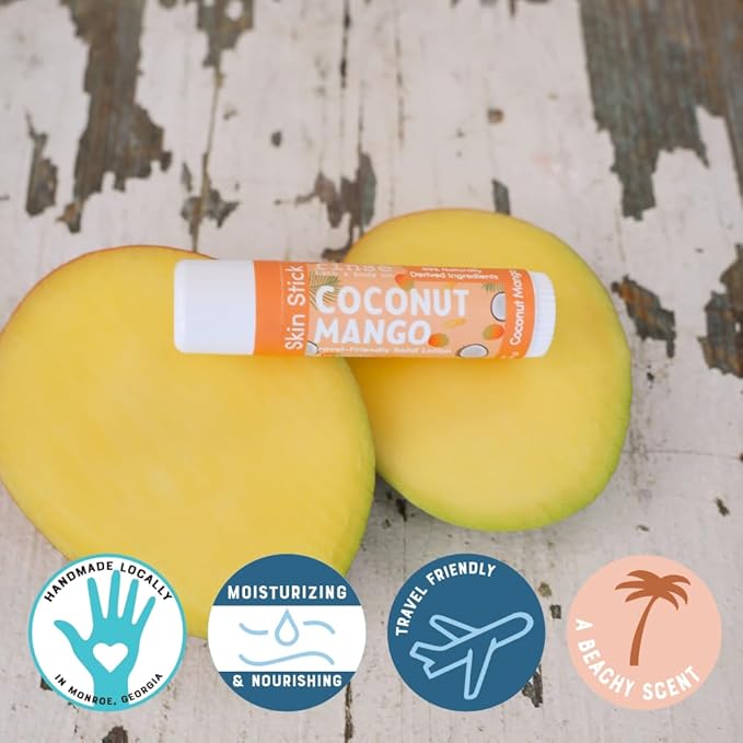 Rinse Bath & Body Coconut & Mango Solid Lotion Stick - Natural Lotion Bar w/Shea and Cocoa Butter | Deep Moisturizing No Mess Travel Lotion w/Beeswax, Apricot & Avocado Oil | Handmade |.5oz