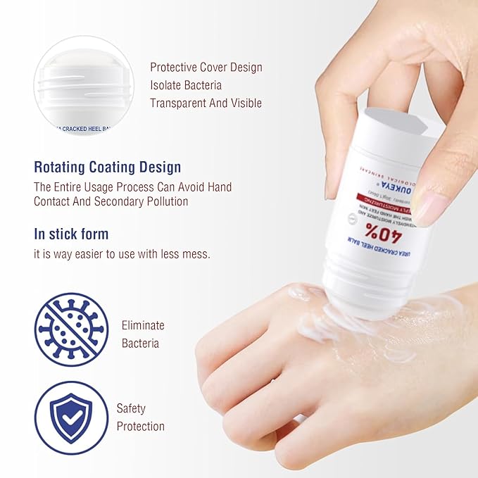 OUKEYA Urea Cream Stick 40 Percent,Heel Balm,Urea Hand Cream Stick and Foot Cream Stick for Dry Cracked,Cracked Heel Treatment.Urea Cream 40 Percent for Feet Maximum Strength（2 Pack）