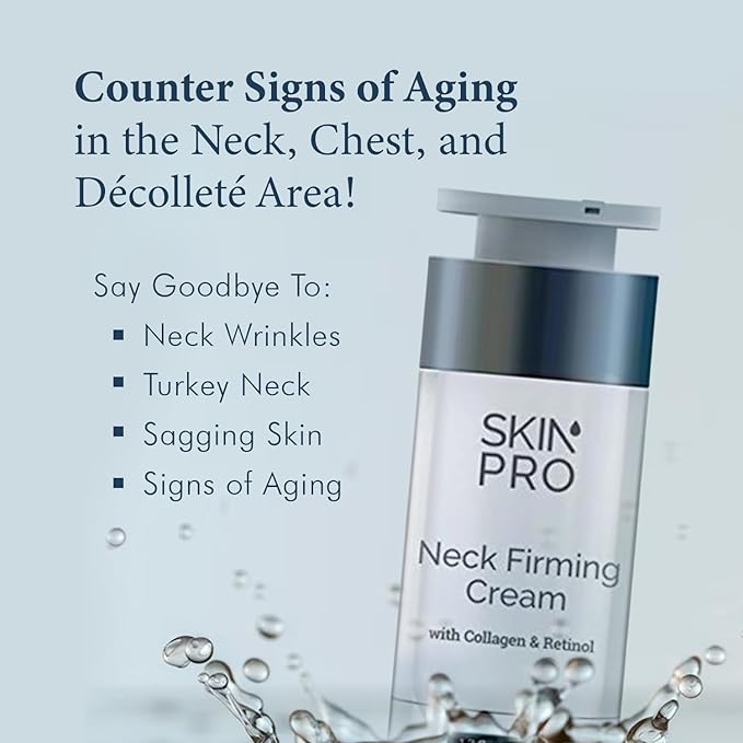 SkinPro Neck Firming and Tightening Cream - Neck Cream with Retinol and Marine Collagen - Anti Aging, Tighten and Lift Cream for Saggy Skin and Turkey Neck