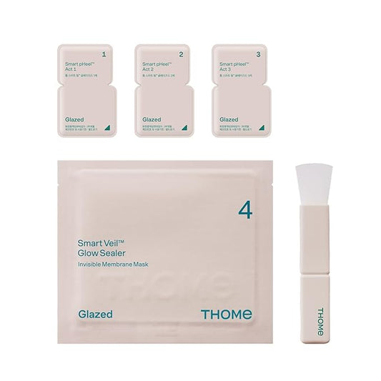 THOME Glow Peel One Day Kit – Korean 4-Step Radiant Skincare Facial – Low Irritating & Gentle on Sensitive Skin – Brightens, Smooths & Strengthens Barrier (1 Sheet)