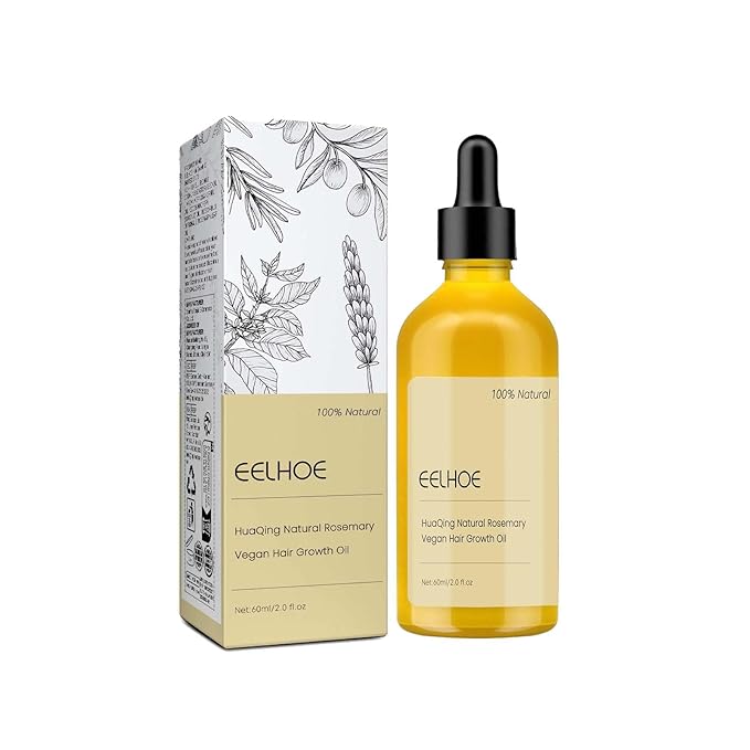 60 ML Eelhoe Natural Hair Growth Oil, HuaQing Natural Hair Growth Organic Rosemary Oil for Dry Damaged Hair and Growth Thin Hair.