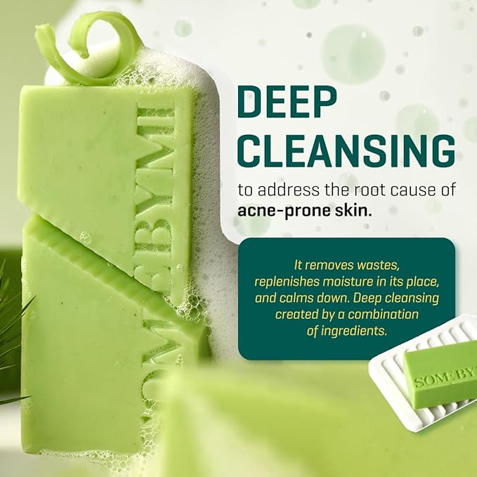 SOME BY MI AHA BHA PHA 30 Days Miracle Cleansing Bar – 3.73oz, 106g – Daily Exfoliating Tea Tree Body Soap Bar with Salicylic Acid for Back Acne – Deep Cleanses Sebum and Impurities – Korean Skin Care