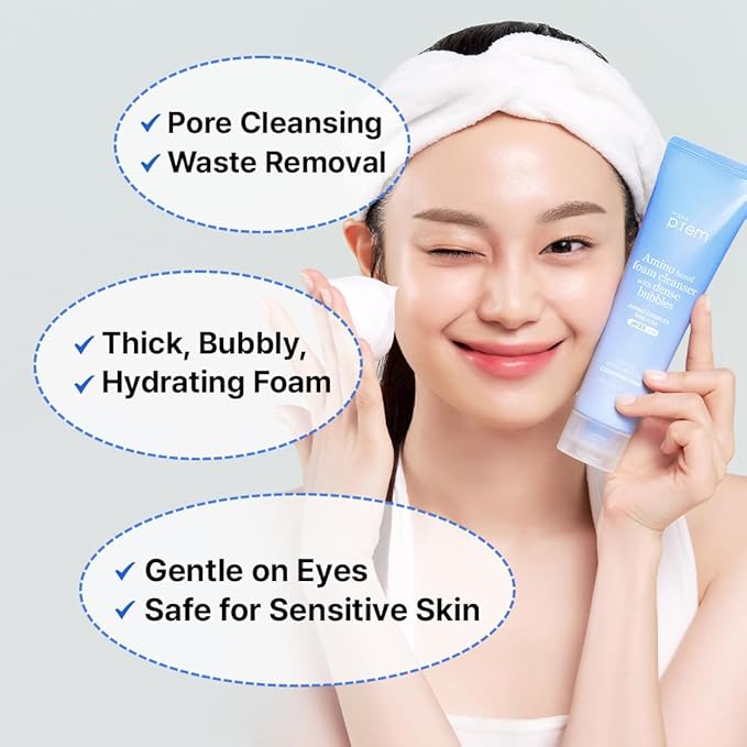 MAKE P:REM Safe Me. Amino Refresh Cleansing Foam, Korean Face Wash, Instant Deep Pore Cleansing, Gentle Exfoliation with BHA & LHA, Korean Skin Care, 5.07 Fl Oz, 150ml