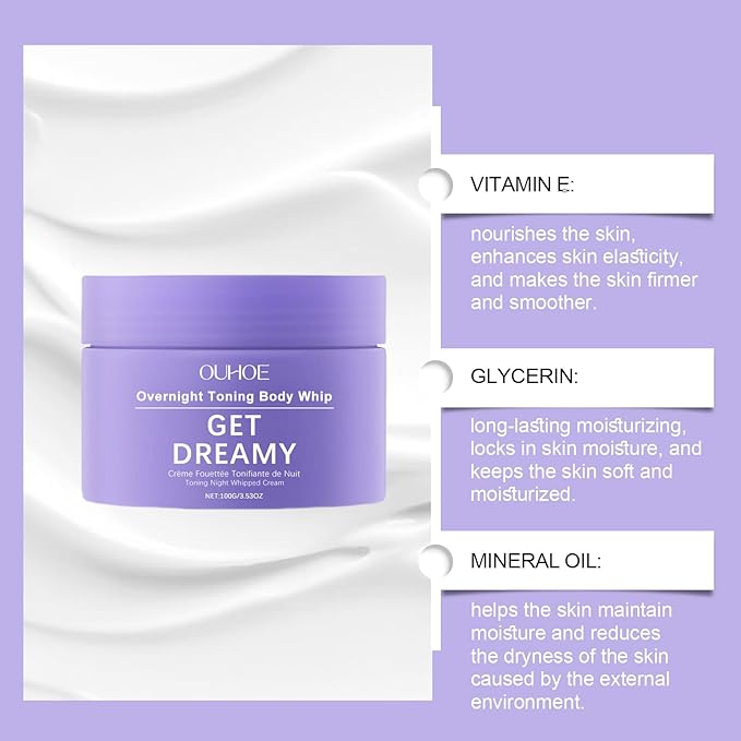 GET DREAMY Overnight Toning Whip - Nighttime Body Firming Cream for Tightening Loose Skin & Belly,Hydrating Moisturizer for Women & Men(1PC)