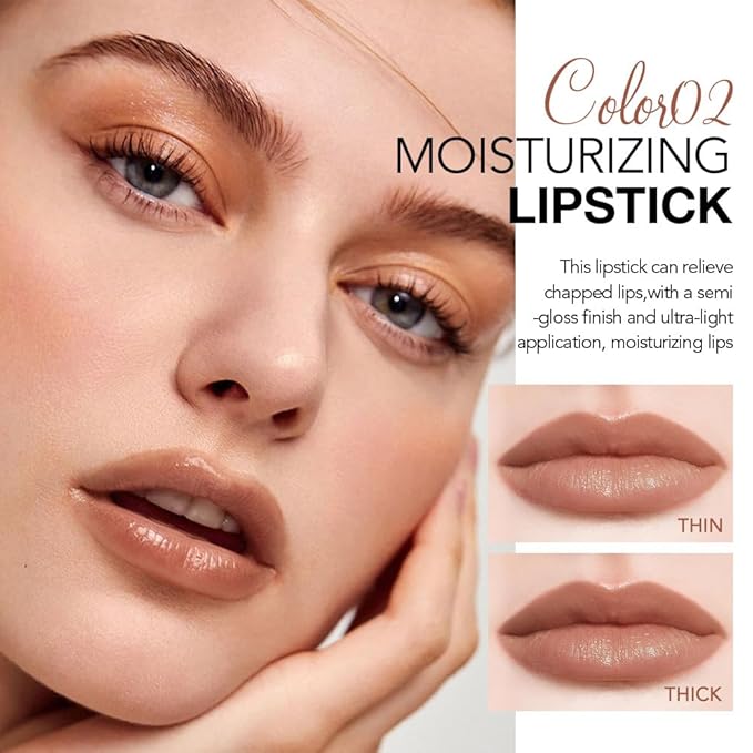 1Pcs Tinted Lip Balm Moisturizing Lipstick – Waterproof Hydrating Matte Lip Balm for Women, Creamy Natural Color Stain for Dry Lips,Soft Matte Finish with Subtle Scent (#02 Cinnamon Nude Brown)