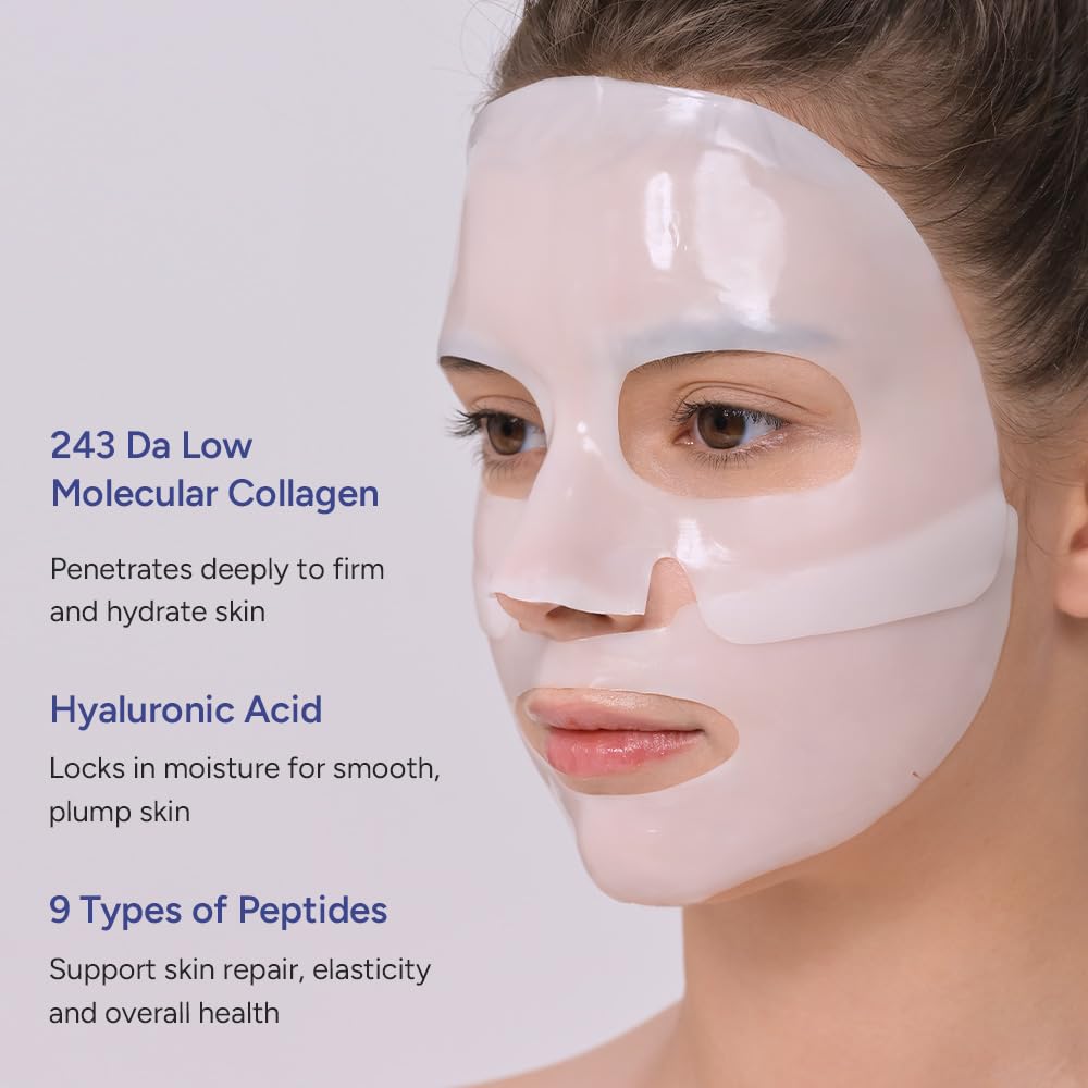Deep Collagen Boost Set – Korean Collagen Face Mask & Anti-Aging Serum with Volufiline – Real Collagen 2,160,000PPB for Firming, Plumping, Glass Skin Glow ✨ (4 Sheet Masks + 1.01 Fl Oz Serum)