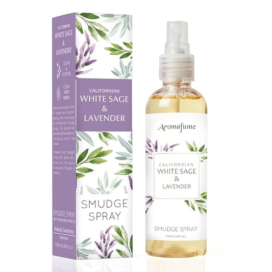 White Sage & Lavender Smudge Spray by Aromafume | 100ml/3.3 oz | Sage Spray for Cleansing Negative Energy & Protection | Non-Toxic | Room Spray for Spiritual Cleansing, Smokeless Sage Smudging